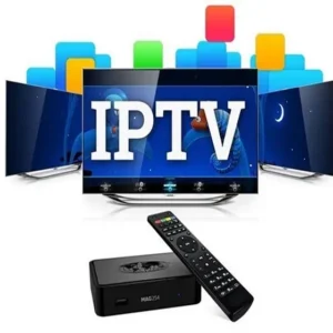 Abonnement IPTV France affiché sur un téléviseur avec interface moderne.